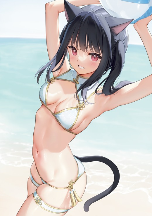 イラスト：mignon【猫耳の女の子 水着】二次画像