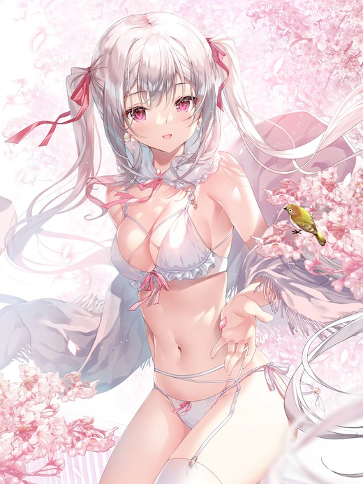 イラスト：みわべさくら【ツインテの女の子 下着姿】二次画像