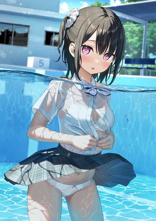 イラスト：カントク【しずく】プールの水の中でパンチラ 画像