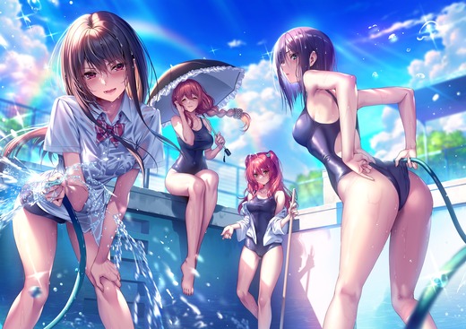 はにかみ彼女【スク水】画像（イラスト：ピロ水）