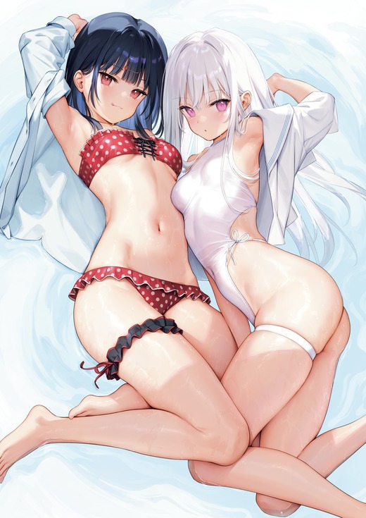 イラスト：mignon【いちごちゃん＆シロ】水着姿 画像