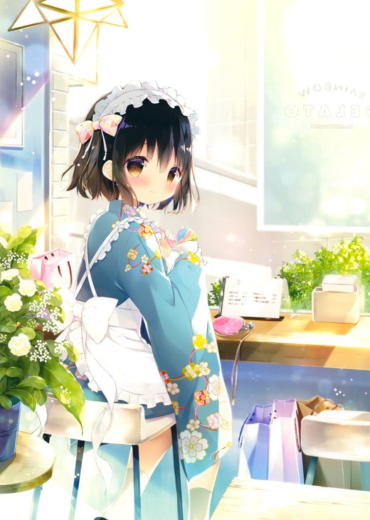 イラスト：しらたま【和メイド服の女の子】二次画像