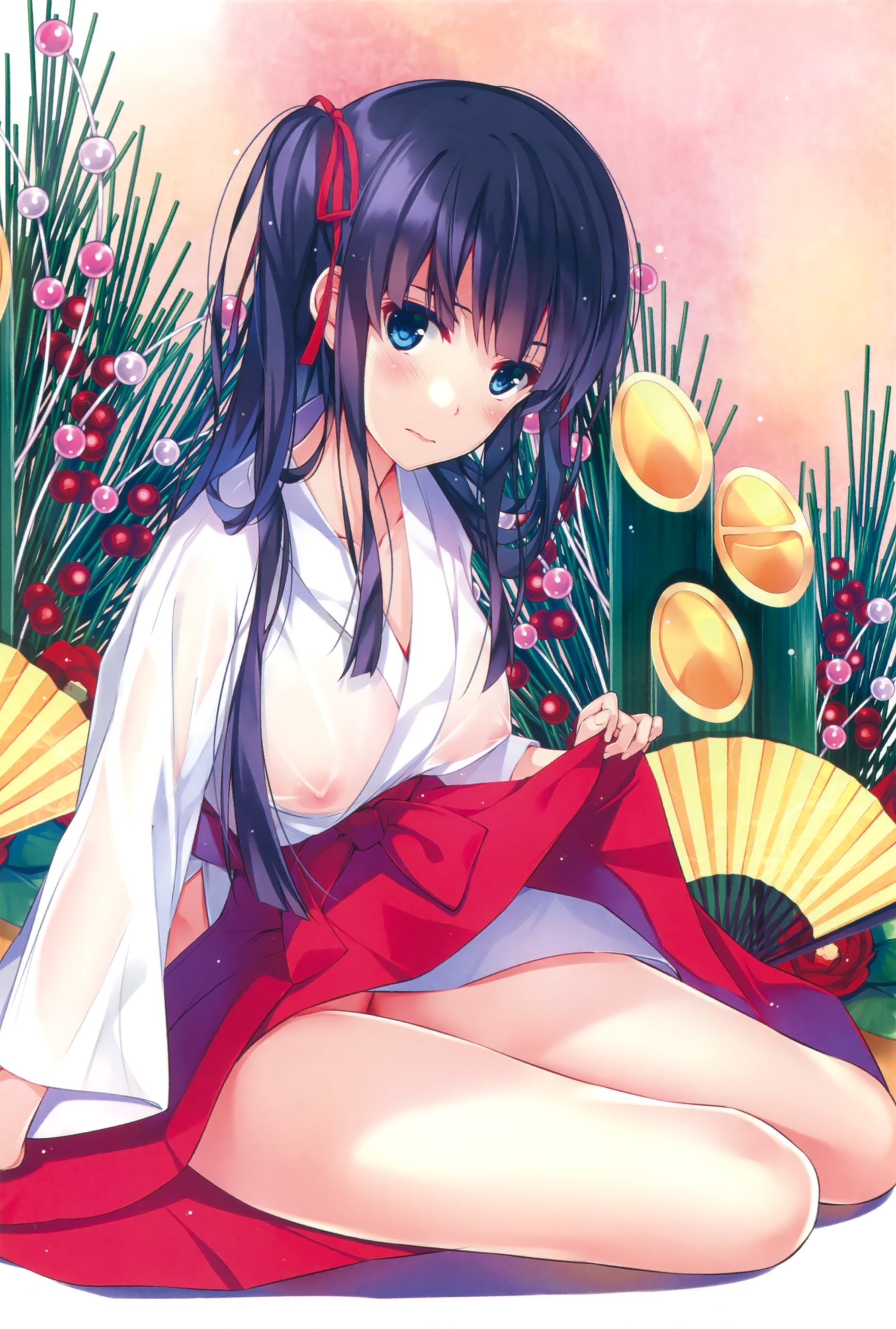巫女 スケ エロ イラスト：深崎暮人 二次エロ画像（巫女服：透けおっぱい） : 同人エロ専科＠エロゲ