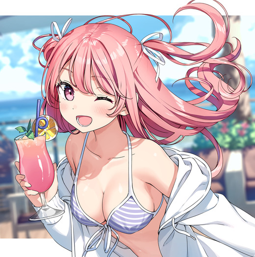 イラスト：カントク【くるみ】ボーダー 水着 画像