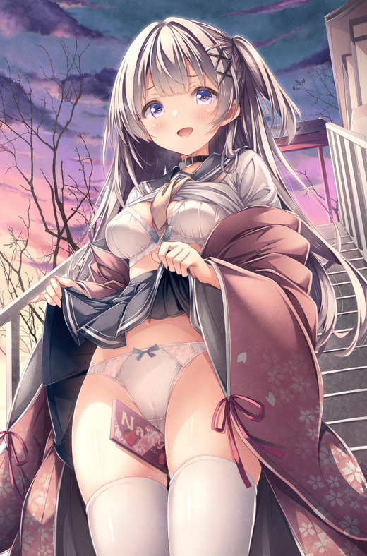 イラスト：RYO【女の子 スカートたくし上げ 白ぱんつ】二次画像