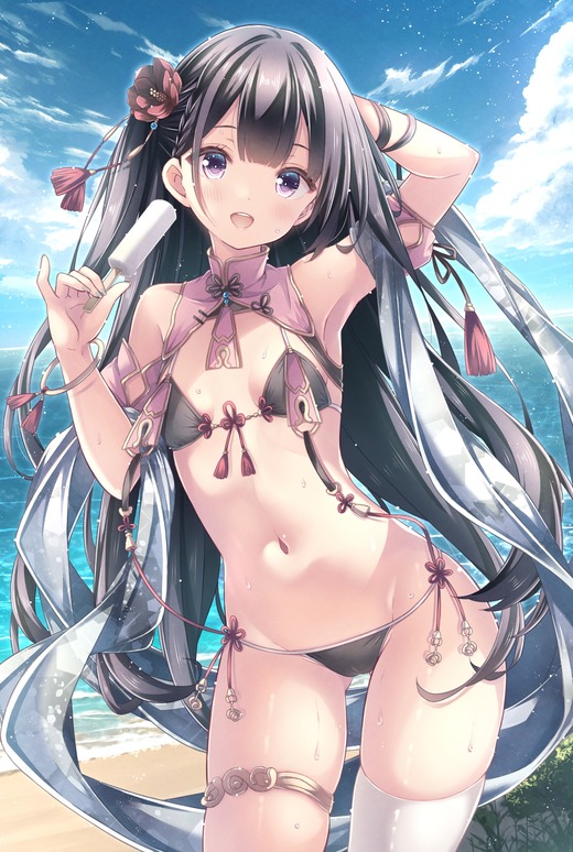 イラスト：RYO【黒ビキニの女の子】二次画像