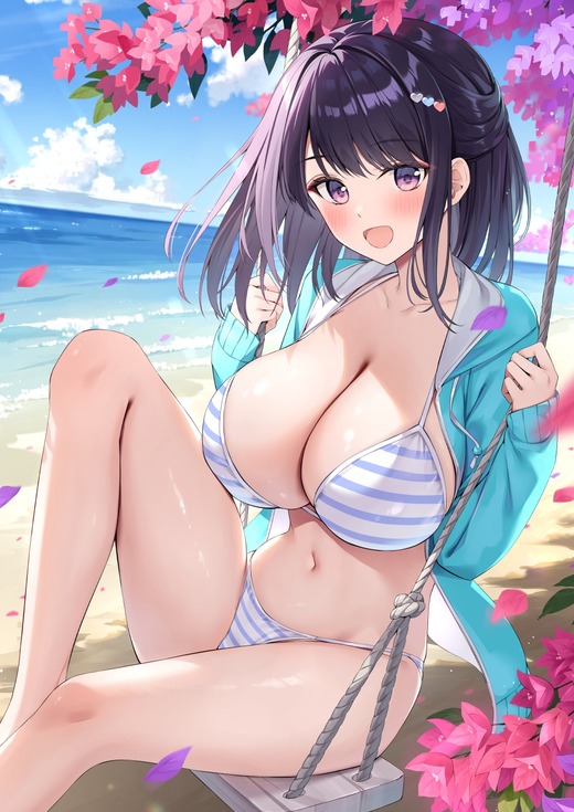 イラスト：おりょう【水着パーカーの女の子】二次画像