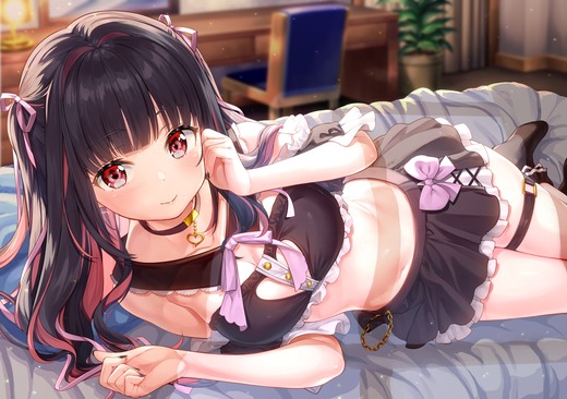 イラスト：藤真拓哉【寝そべりの女の子 ミニスカ】二次画像