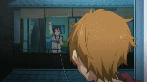 たまこ&もちぞー糸電話GIFアニメ
