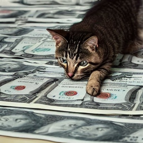 ドル預金をする猫