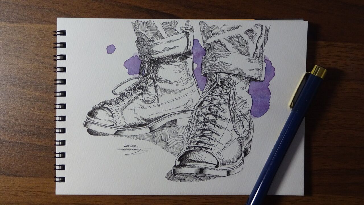 06 11 靴のペン画を描きました きむらのスケッチ日記帳