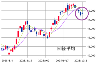 東京市場（10/2）　個別株は「日経－アルファ」