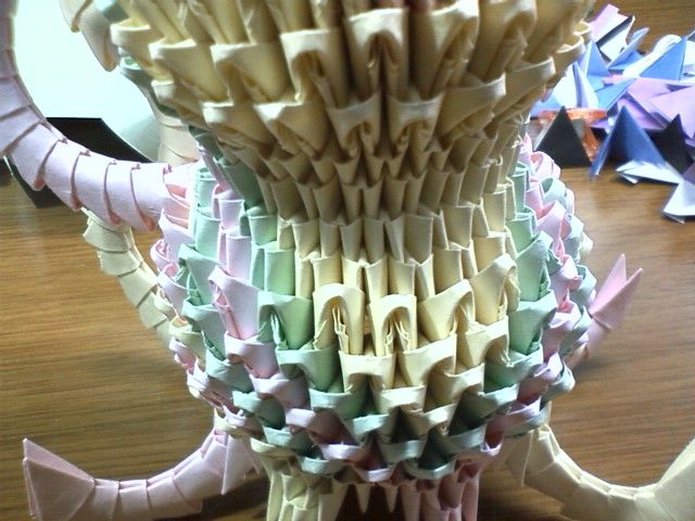 創作立体折り紙 イカさん完成 新しい立体的な折り紙を作ります