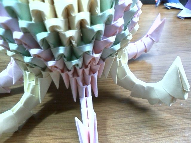 創作立体折り紙 イカさん完成 新しい立体的な折り紙を作ります