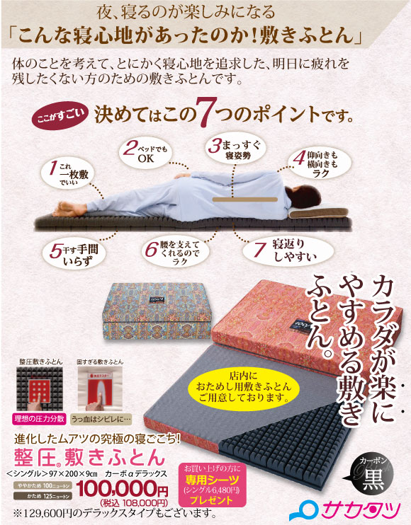 西川 整圧敷きふとん 125N CABROα デラックス セミダブル