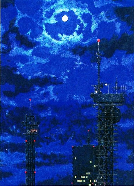 中町進、【街角】、希少な額装用画集より、新品額装付、状態良好 美術アーカイブ：2003年（20）： 石川県立美術館で観た中町進