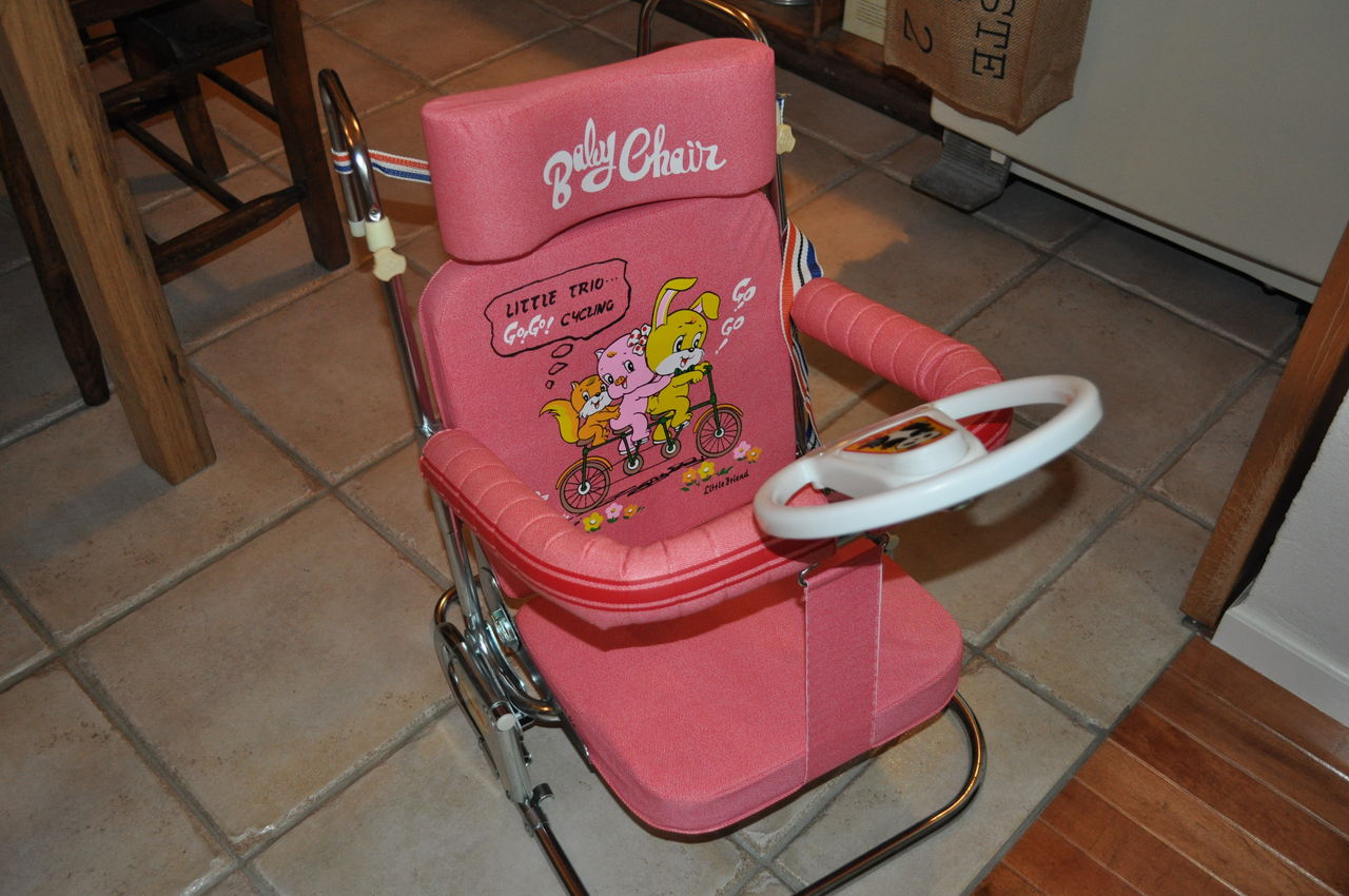 昭和レトロ 時代小物 自転車 子供乗せ椅子 赤と青 キングポニー台 昭和