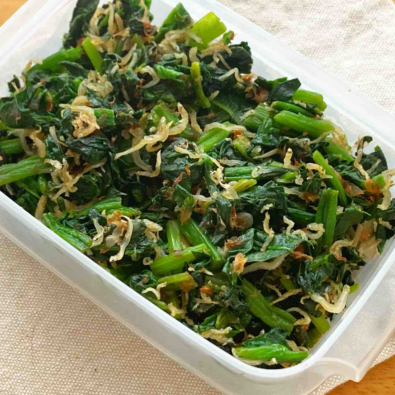 プチっと作り置き 簡単 ご飯のお供 ほうれん草のじゃこおかか うち ほんとにないので