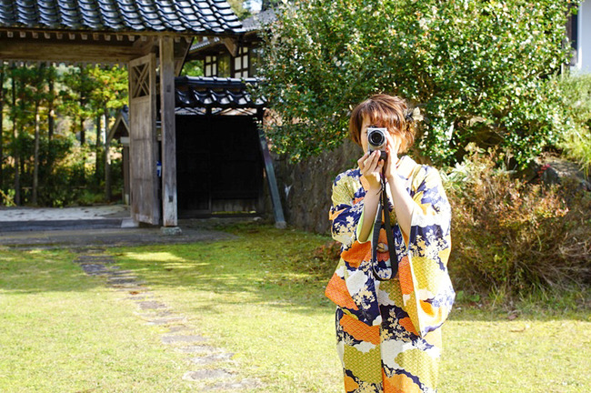 国分寺着物でフォトウォーク佐渡