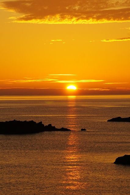 佐渡敷島荘からの夕陽2