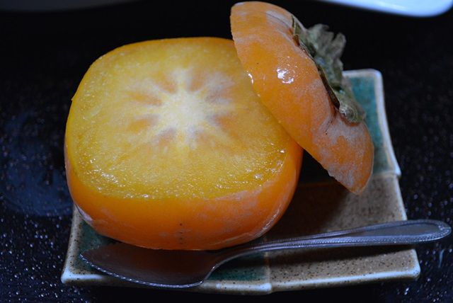 旅館ホテル 夕食デザートの定番 おけさ柿シャーベット 佐渡旅 Sadotabi