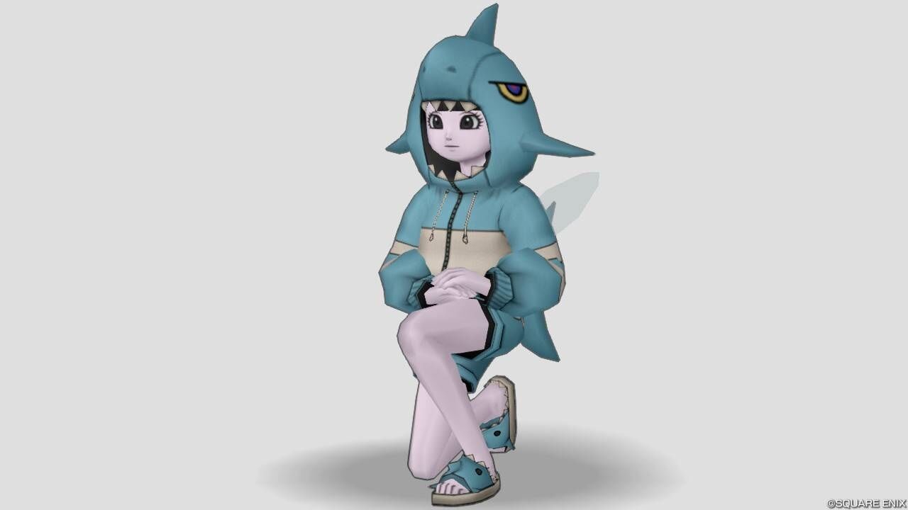 エル子が「シャークウェアセット」を着てみた！（おきがえリポちゃん