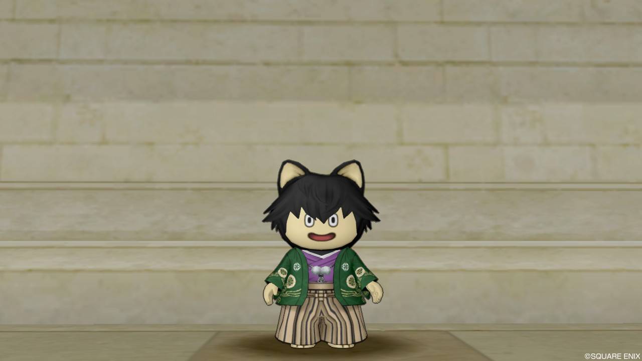 さっずちゃん（プクリポ♂）が「源氏車のはかま」を着てみた！（お正月