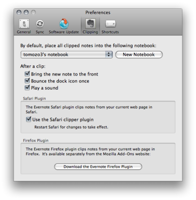 evernote preference