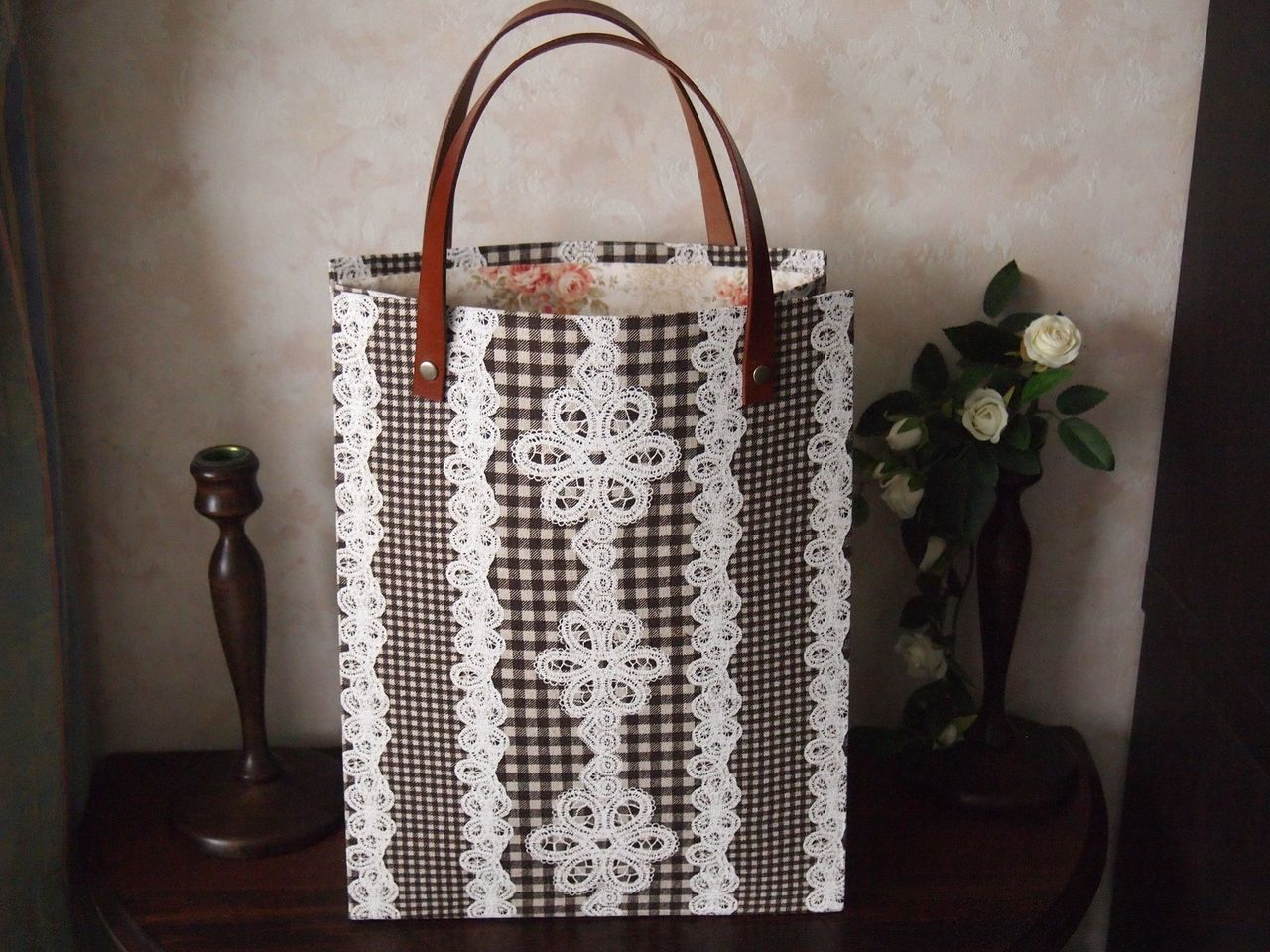 ａ４サイズのトートバッグ カルトナージュとアンティークと黒柴な日々