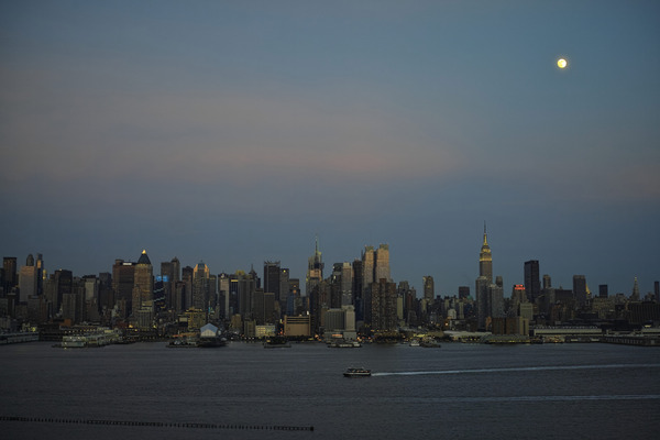 Moon over Manhattan at Dusk