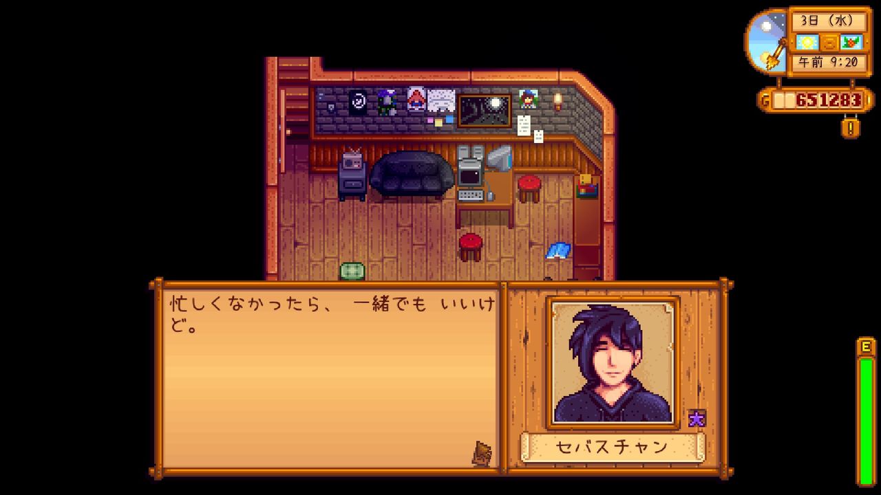 Stardew Valley シェーンのイベントとセバスチャンのラブラブ会話 サイタマキイロの記憶保管庫