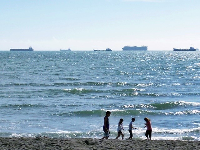 高雄の旗津半島の浜辺と大型輸送船の群れ 最果志向 放浪家坂木さんの足跡 高雄の旗津半島の浜辺と大型輸送船の群れ 最果志向 放浪家坂木さんの足跡