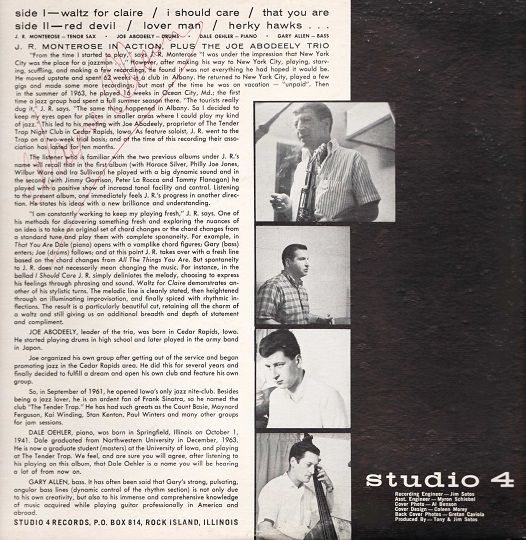 1983再発J.R. Monterose In Action Studio 4 J.R. MONTEROSE / JOE ABODEELY / In Action (LP) / Studio 4