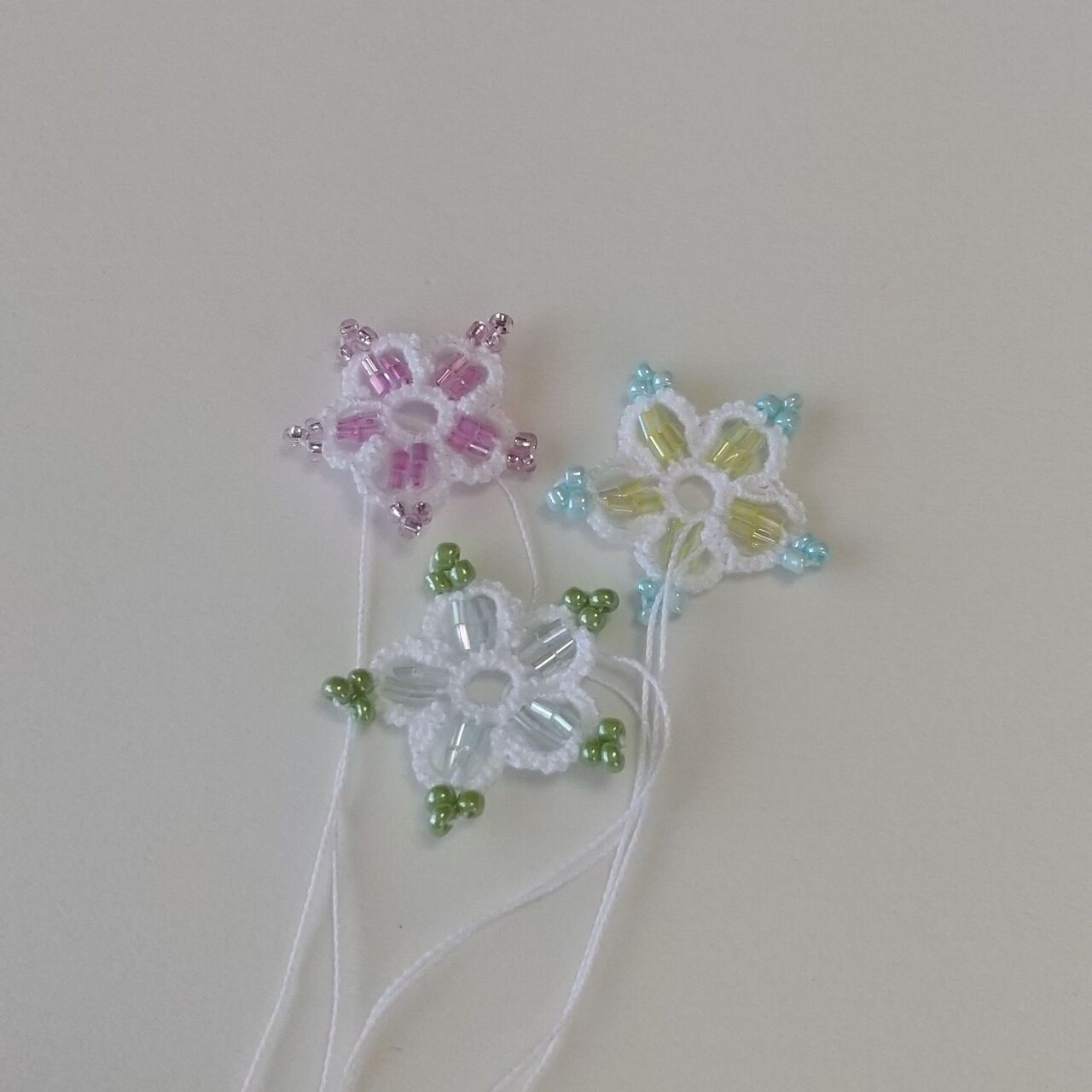 竹ビーズモチーフの作り方 Memo タティングレースをたのしむ