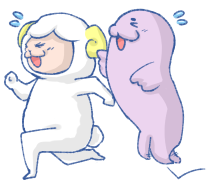 追う二人