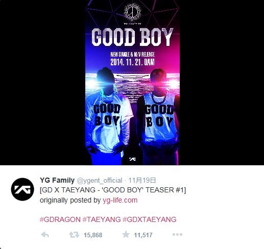 Gd X Taeyang Good Boy Mv解禁に至るまでのg Dragon Twitterカウントダウン まとめ Wanna Be A Writer Gd X Taeyang Good Boy Mv解禁に至るまでのg Dragon Twitterカウントダウン まとめ Wanna Be A Writer