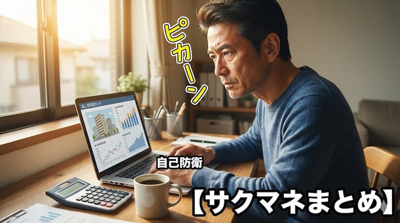 電卓とPCで資産防衛を考える男性