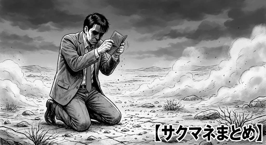 空の財布と虚無の表情（劇画調）