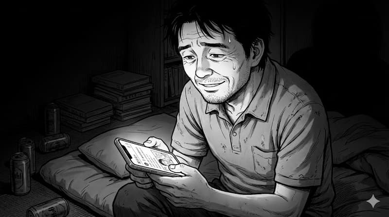 SHINZOUが生成した5chを見て安堵する50代の劇画・サクッとマネートピック