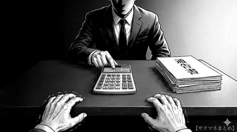 冷徹な弁護士と電卓の数字に絶望する男