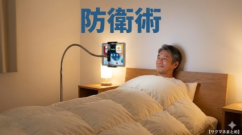 タブレットで昔の漫画を読む50代のイメージ