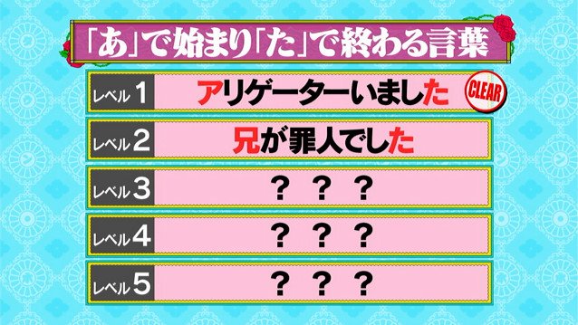 水曜日のダウンタウン 4月25日放送 ありがとうございました あ と た さえ合っていれば間は何でもいける説 Halohalo Online