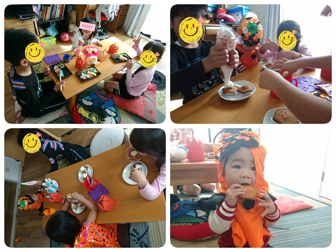 ハロウィンパーティ ハス柴にゃんこと5歳差姉弟
