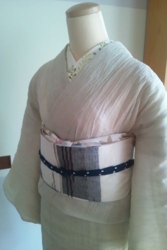 昨日の着物・小千谷縮に羅帯 : さくら堂