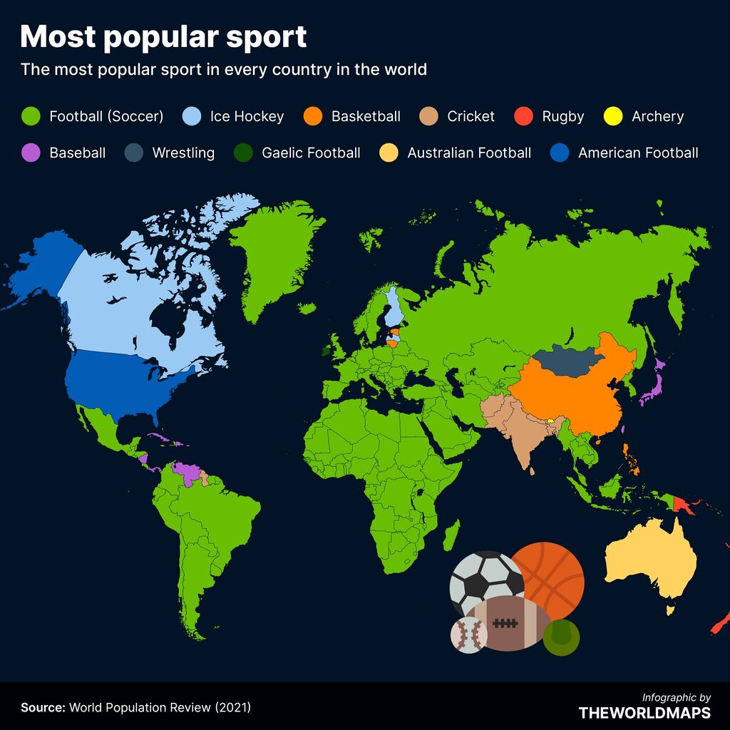 日本さん 国別人気スポーツマップでまた世界から浮いてしまうwwwww たのしいまとめだよ
