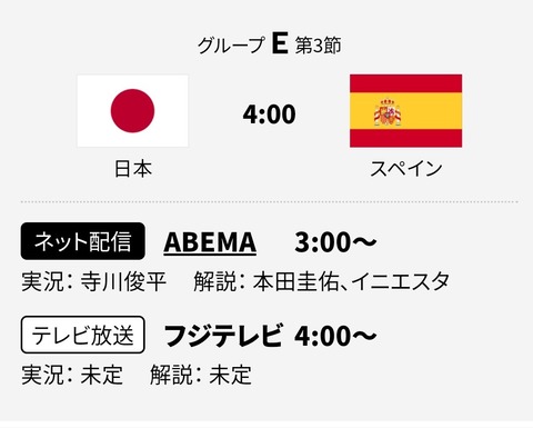 Abemaさん、ワールドカップ日本対スペイン戦に社運を賭けてしまうwwwww