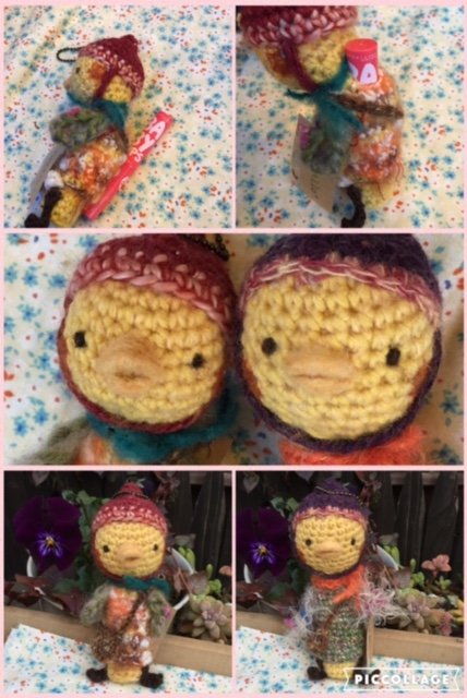 ハンドメイド＊羊毛＋あみぐるみひよこのリップケース＊着ぐるみ
