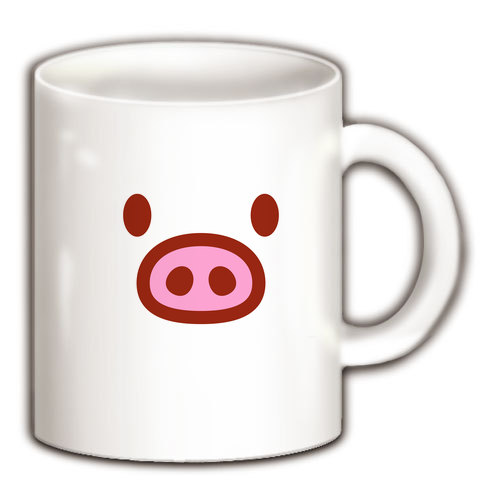 【かわいい豚グッズ!】かわキャラシリーズ ブタちゃん顔 マグカップ(ホワイト)