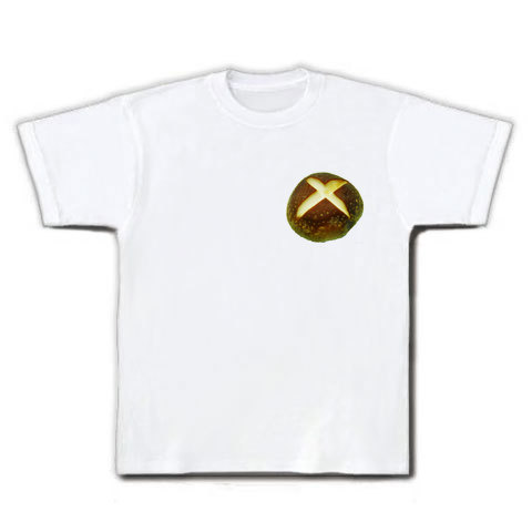 XBOXロゴ風!【しいたけマニア必須!】しいたけボタンシリーズ しいたけボタン(両面プリント) Tシャツ(ホワイト)