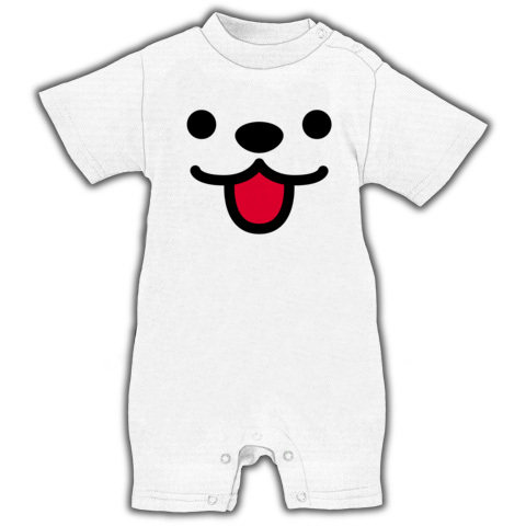 【クマ?犬?しろくま?思わずスマイル、かわいいくまちゃんグッズ!】かおシリーズ くまっぽいかお ベイビーロンパース(ホワイト)【かわいいベビー服】